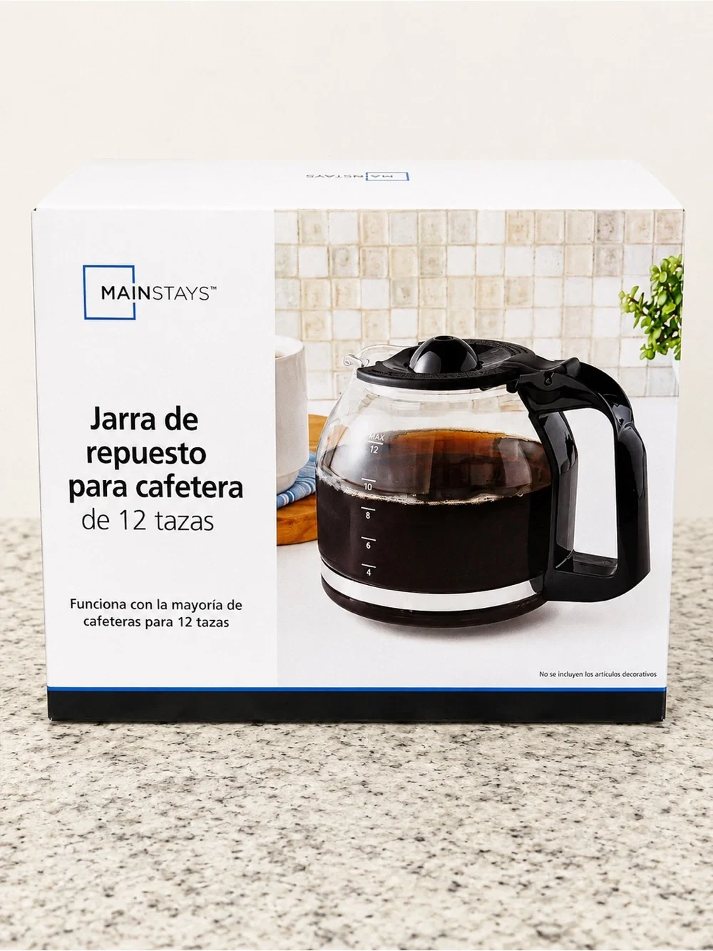 Mainstays 12 Cup Coffee Maker Replacement Carafe Glass Pot Black Handle NEW